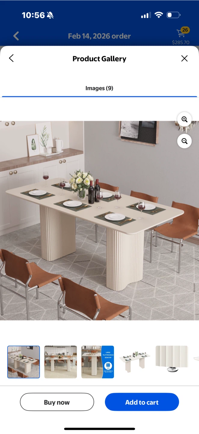 Modern White Dining Table with Fluted Legs - 70.8" - photo 2