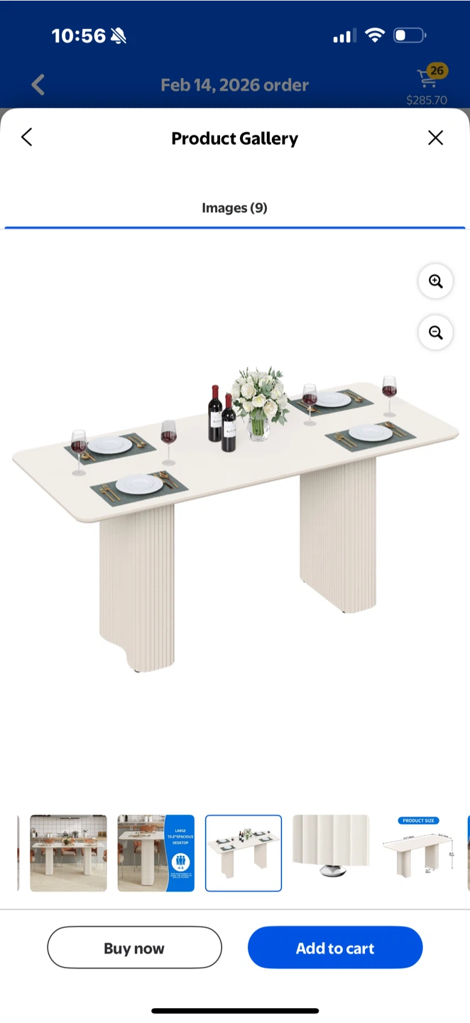 Modern White Dining Table with Fluted Legs - 70.8" - photo 3
