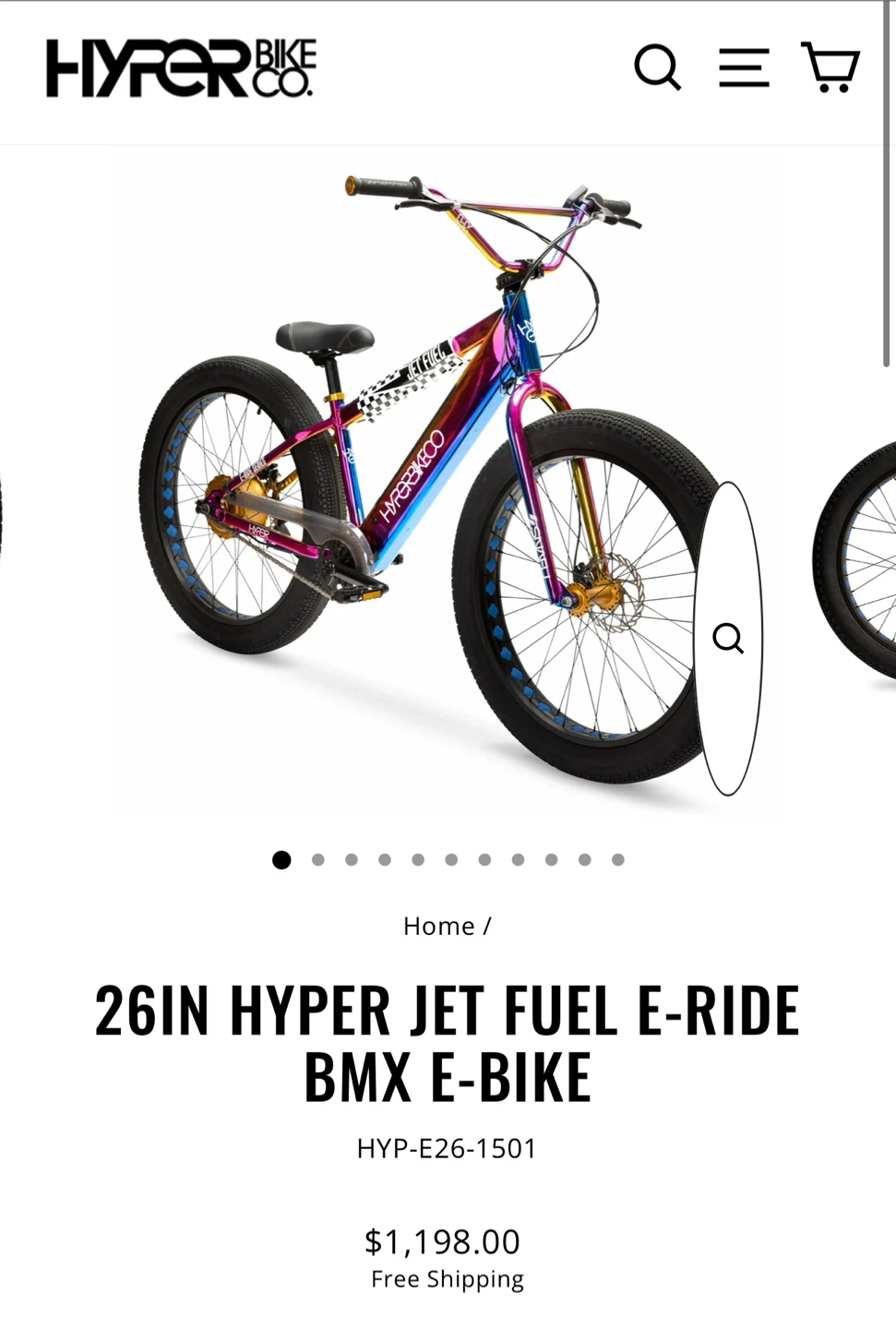 26IN Hyper Jet Fuel E-Ride BMX E-Bike