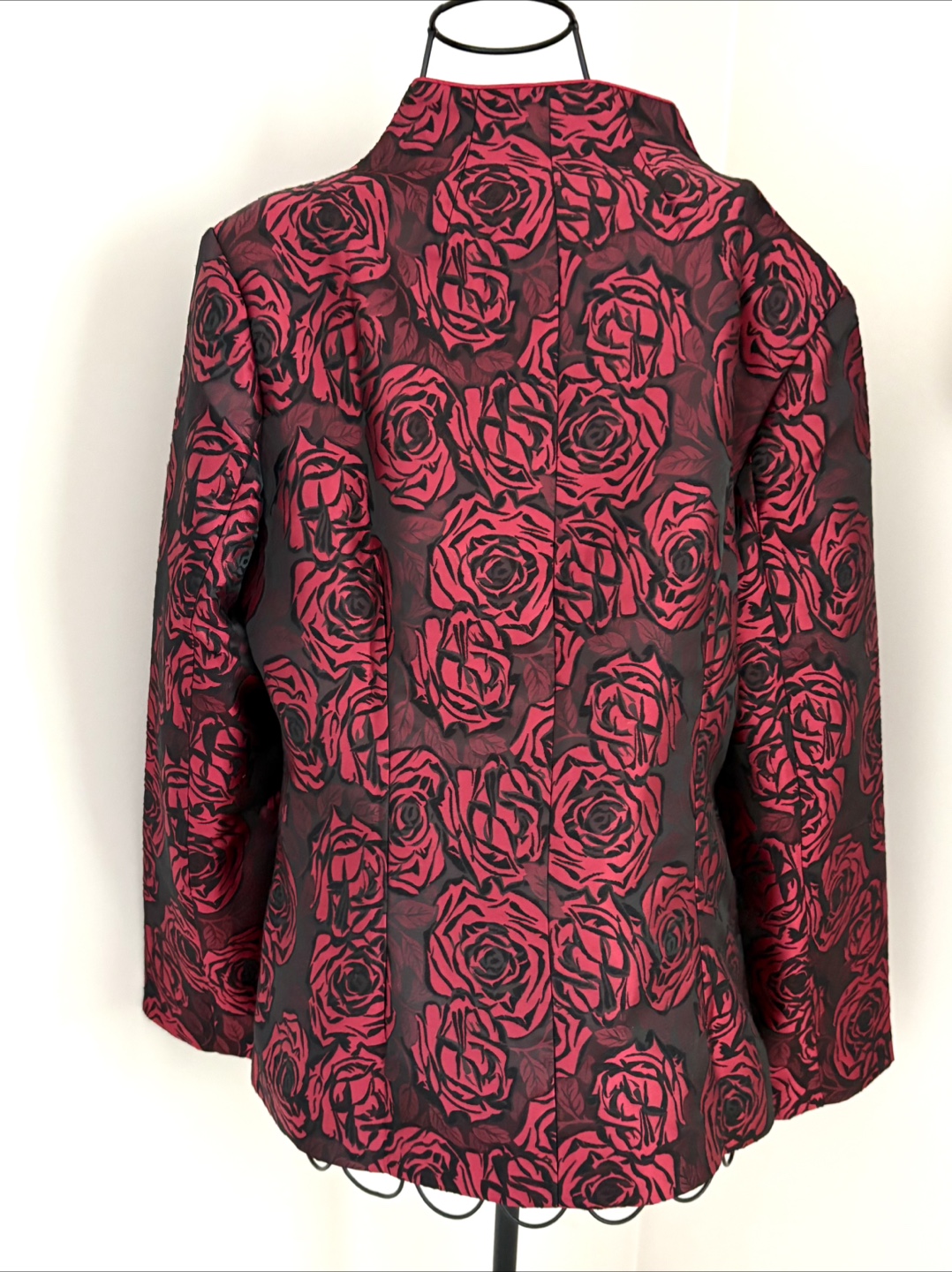 Women's Red & Black Rose Brocade Blazer - photo 2
