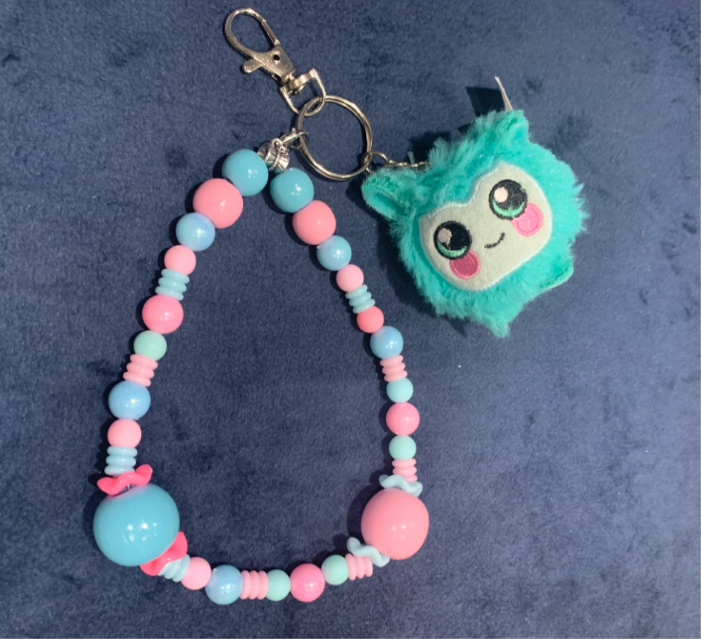 Beaded Keychain with Claire Fuzzy Charm