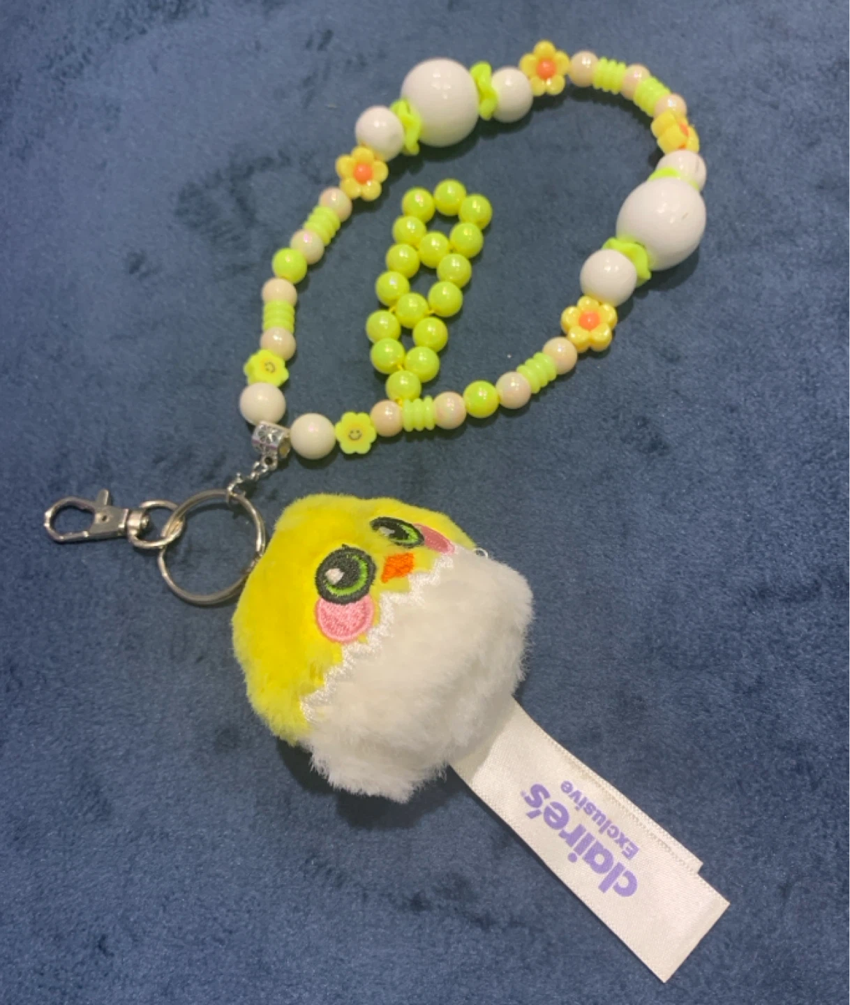 Claire's Yellow Chick Keychain and Beaded Lanyard Set