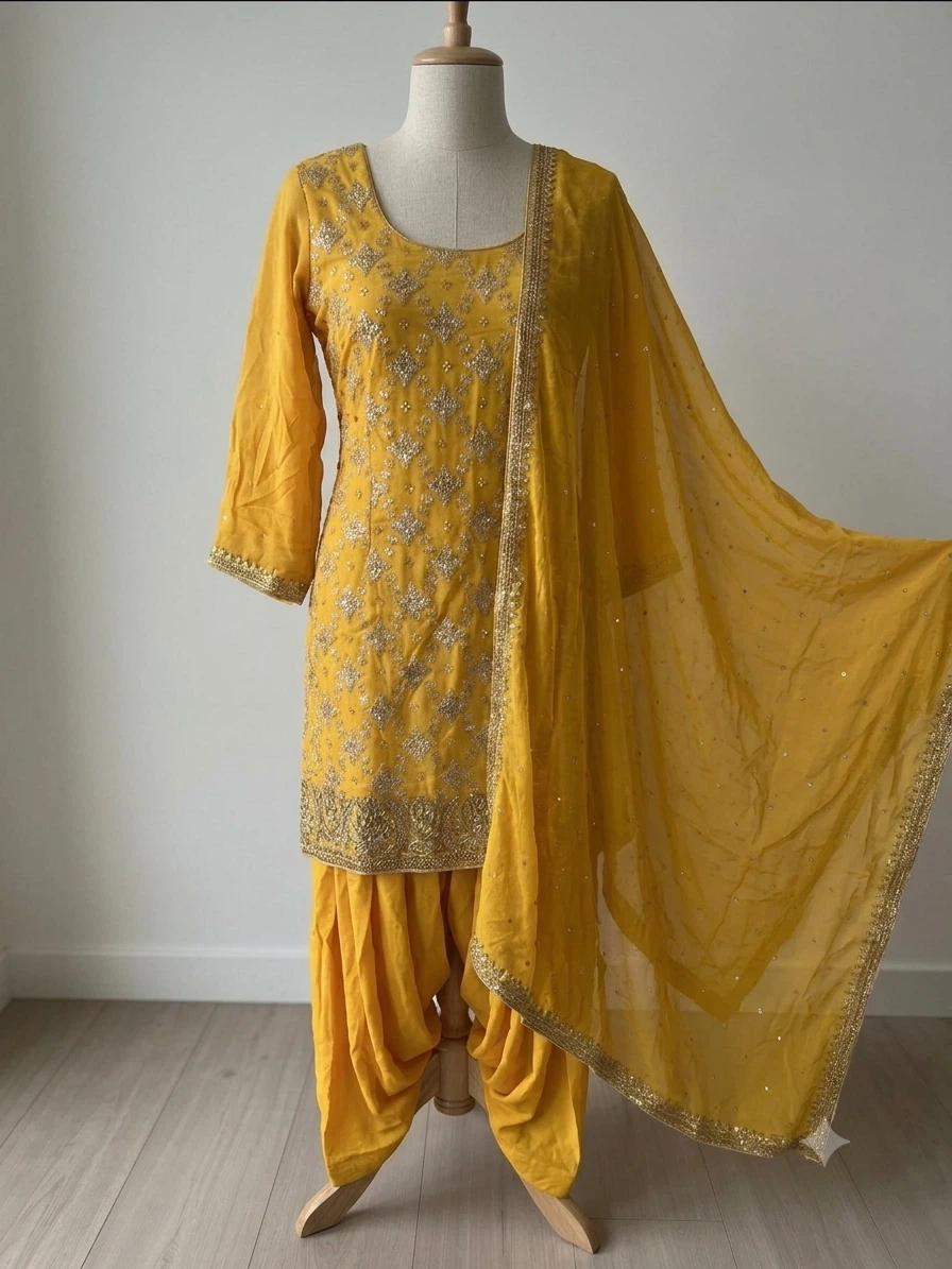 Yellow Salwar Kameez Dupatta Set