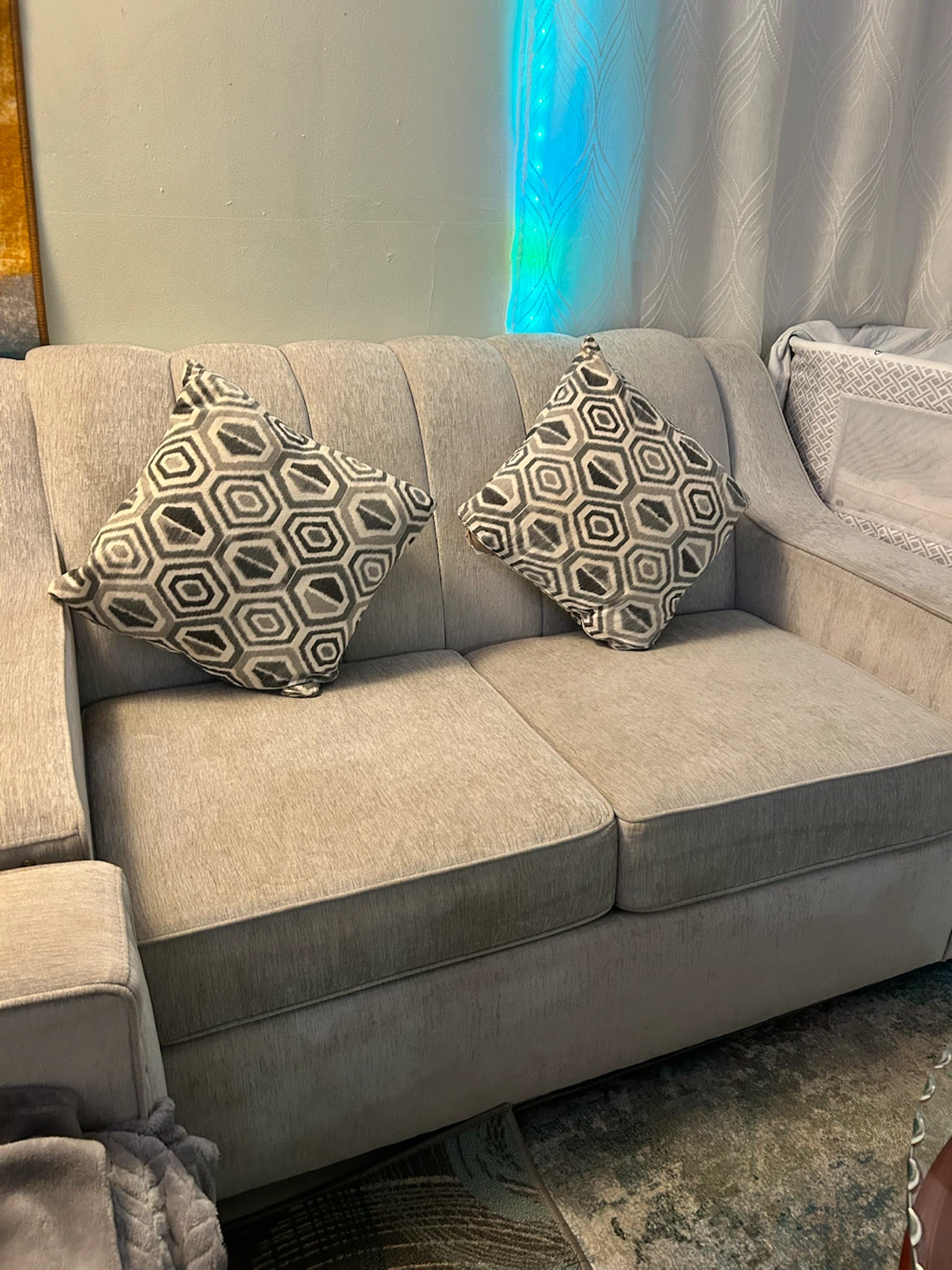 Loveseat Sofa with Throw Pillows