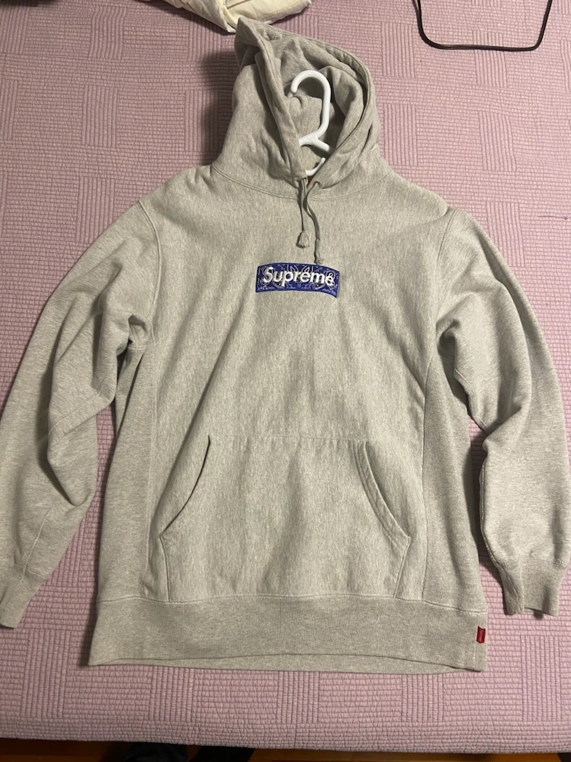 Supreme Bandana Box Logo Hoodie Grey Medium