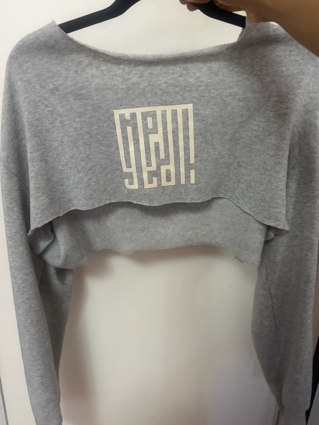 Grey Cropped off the Shoulder Sweatshirt