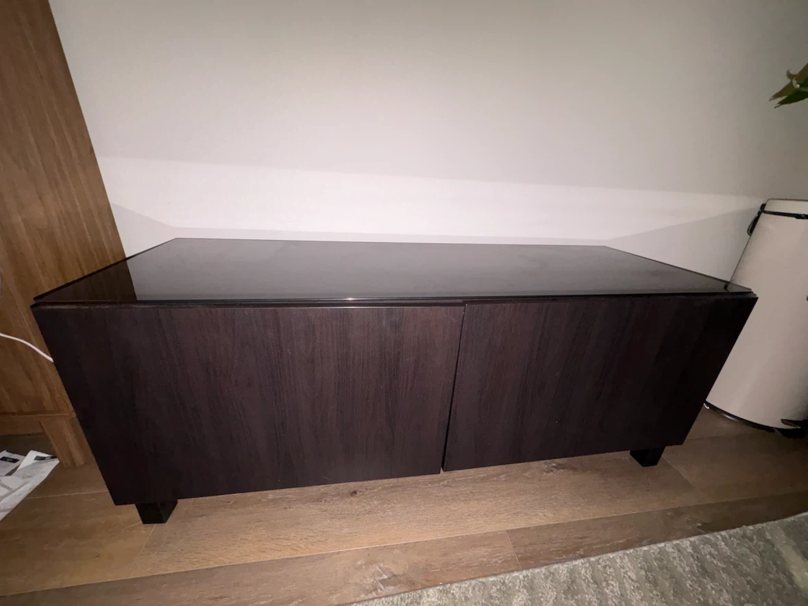 Black ikea tv stand with glass top