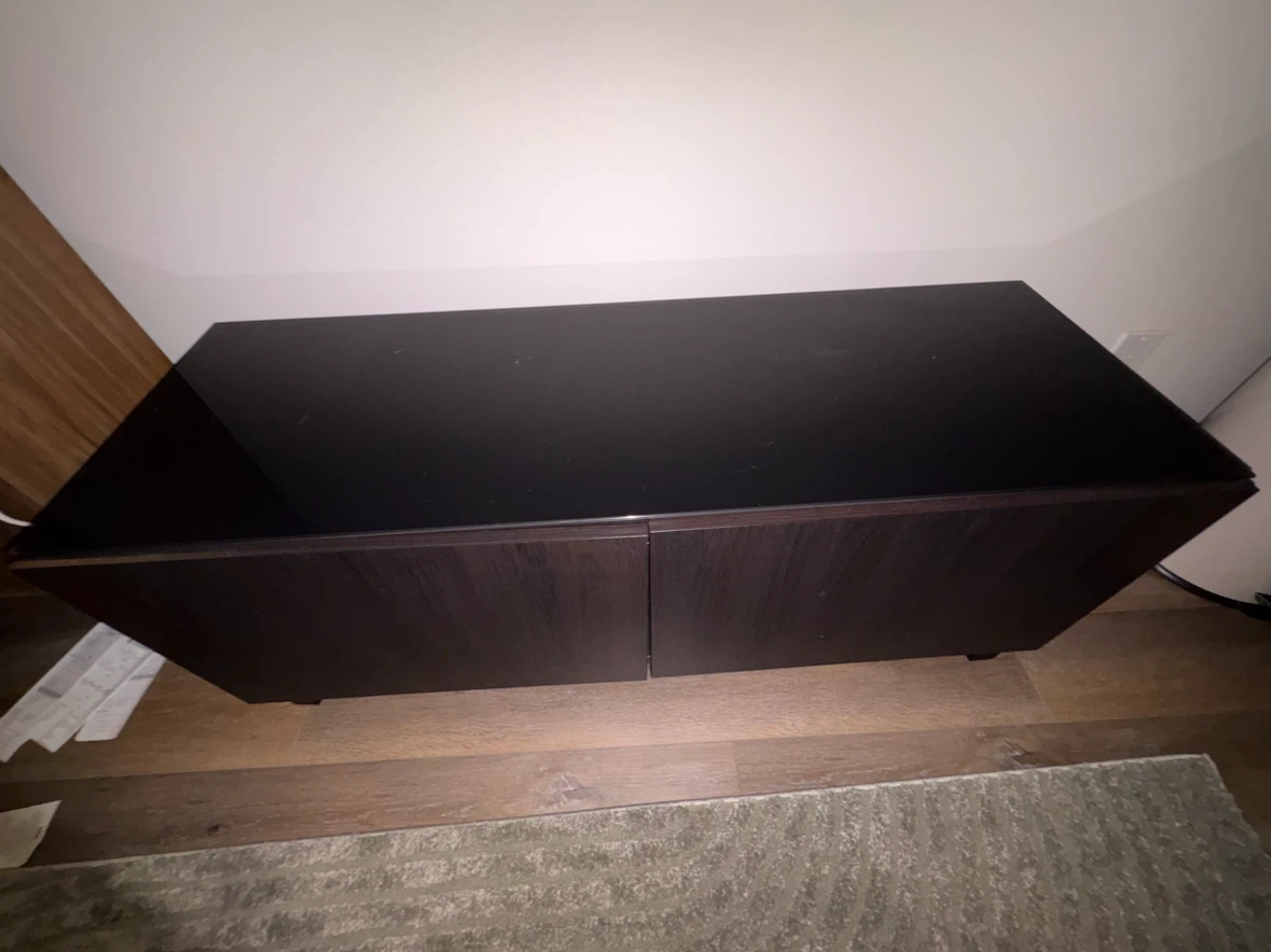 Black ikea tv stand with glass top - photo 2