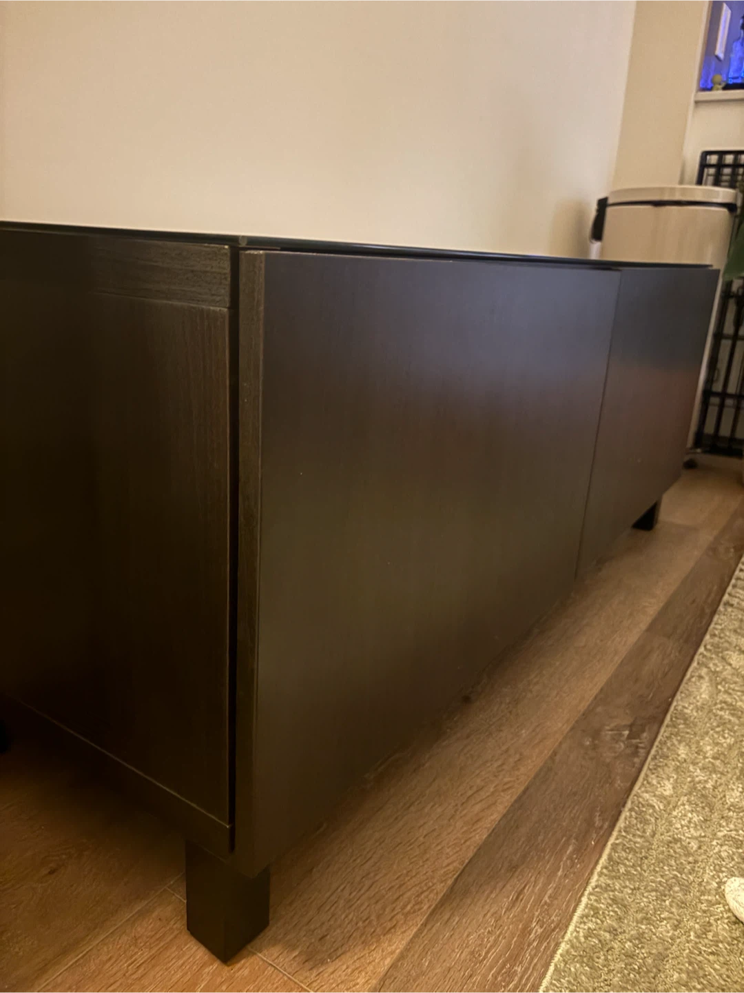 Black ikea tv stand with glass top - photo 3