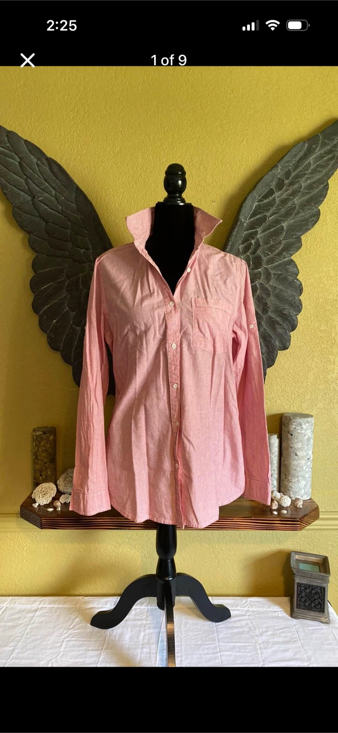 Bluenotes Striped Button Down Shirt Blouse