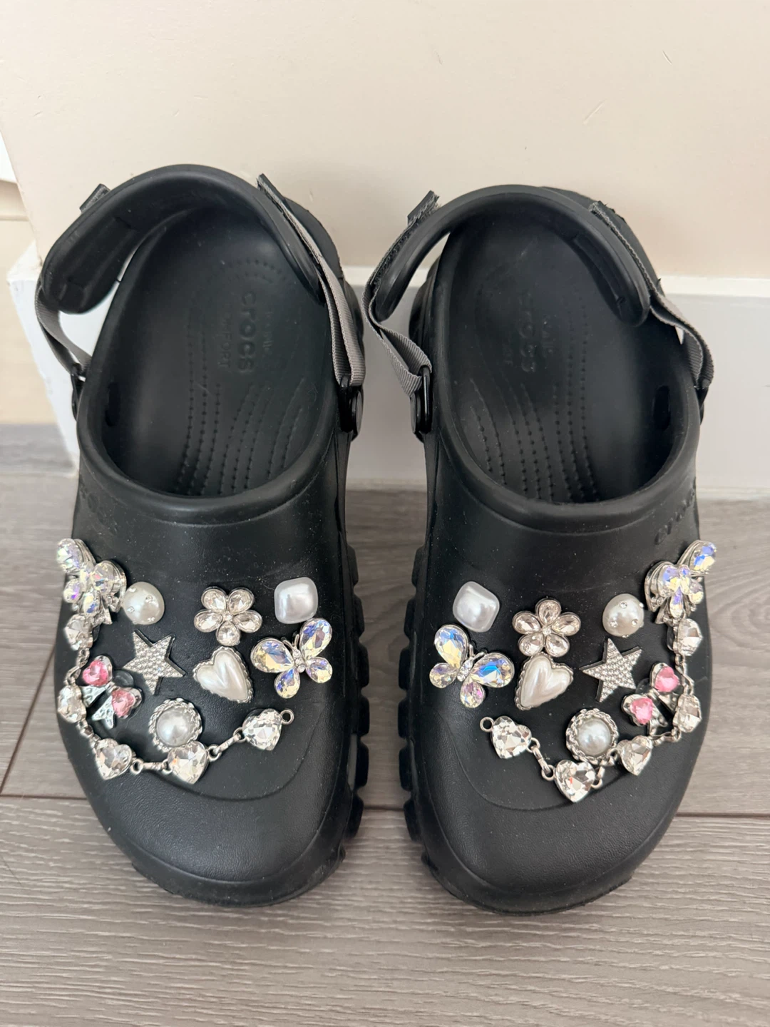 Black Crocs with Charms