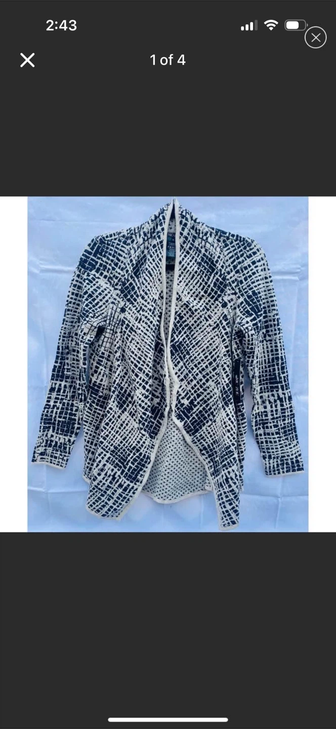 Nic+Zoe Geometric Print Cardigan Petite New
