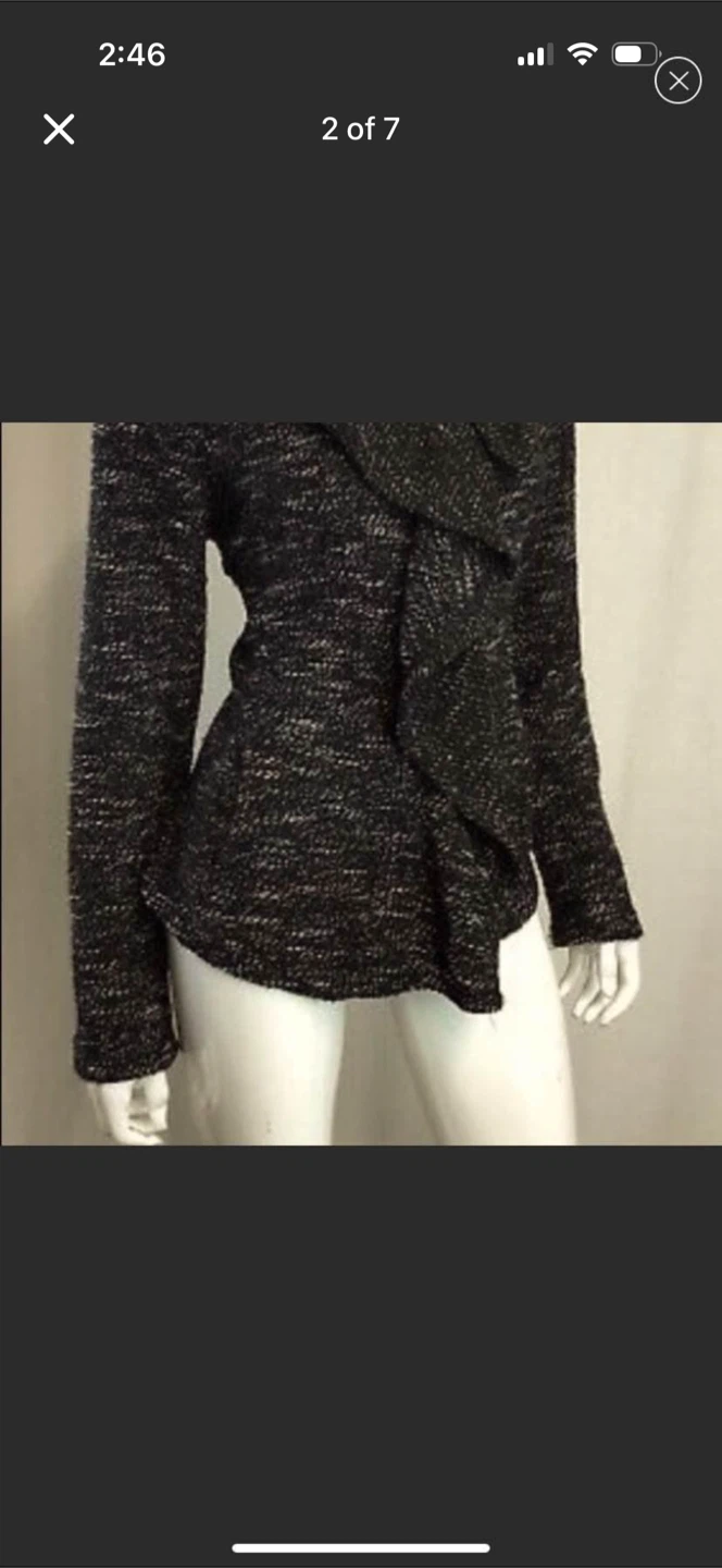 BNCI by Blanc Noir Brown Tweed Knit Ruffle Zip Jacket New - photo 2