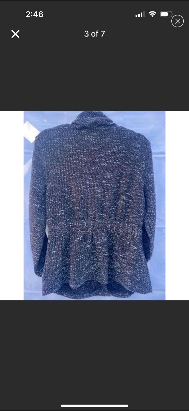 BNCI by Blanc Noir Brown Tweed Knit Ruffle Zip Jacket New - photo 4
