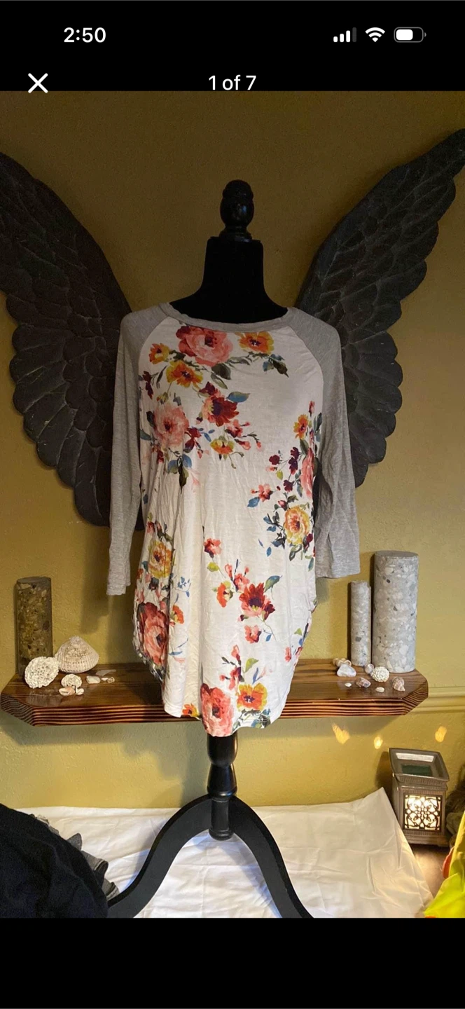 First Look Floral Baseball Tee Shirt Top