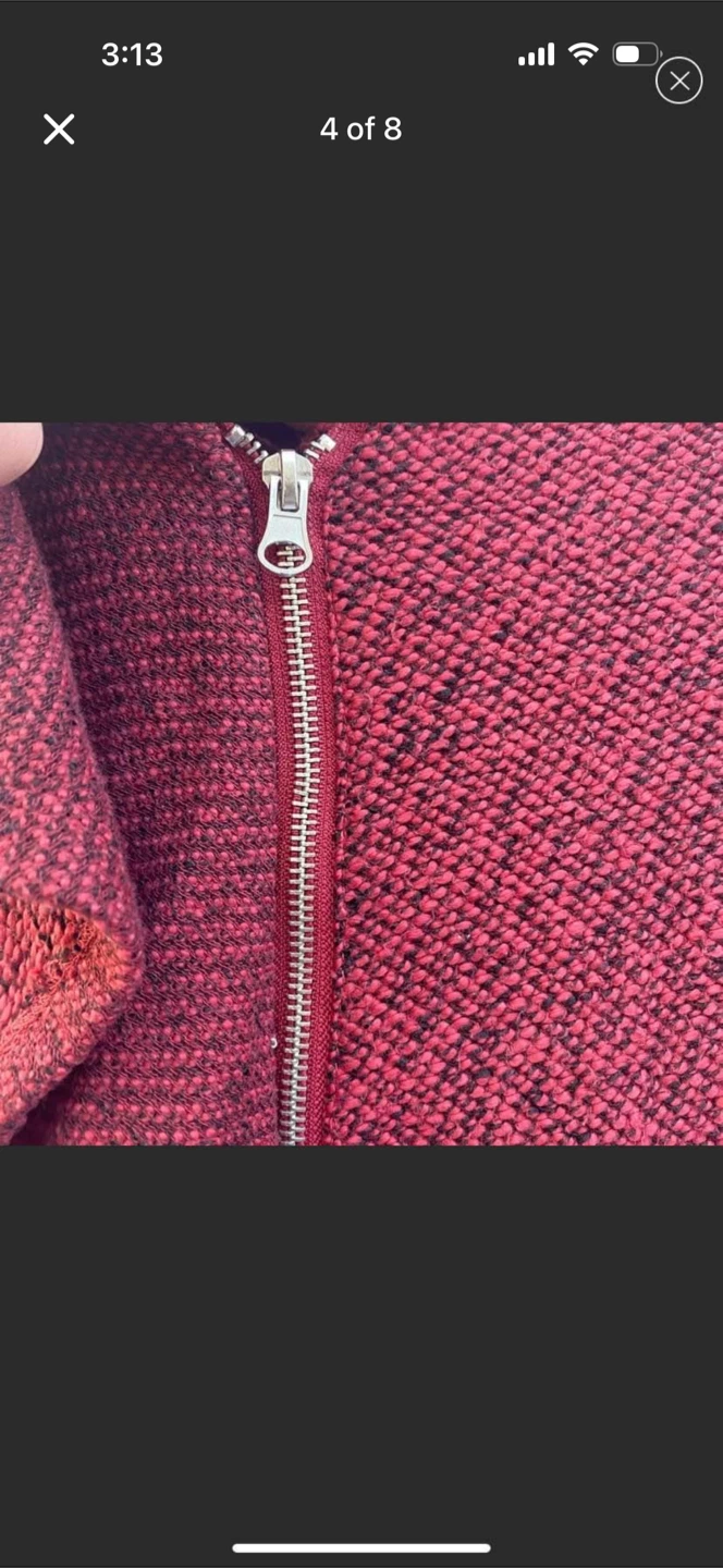 BNCI by Blanc Noir Large Red Tweed Knit Ruffle Zip Jacket New - photo 4