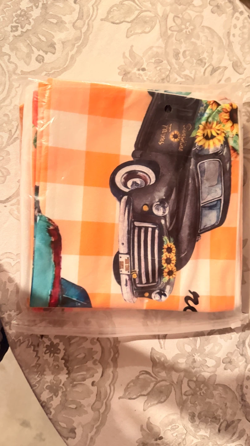 Fabric pillow covers  with Trucks and Sunflowers set of 4 - photo 3