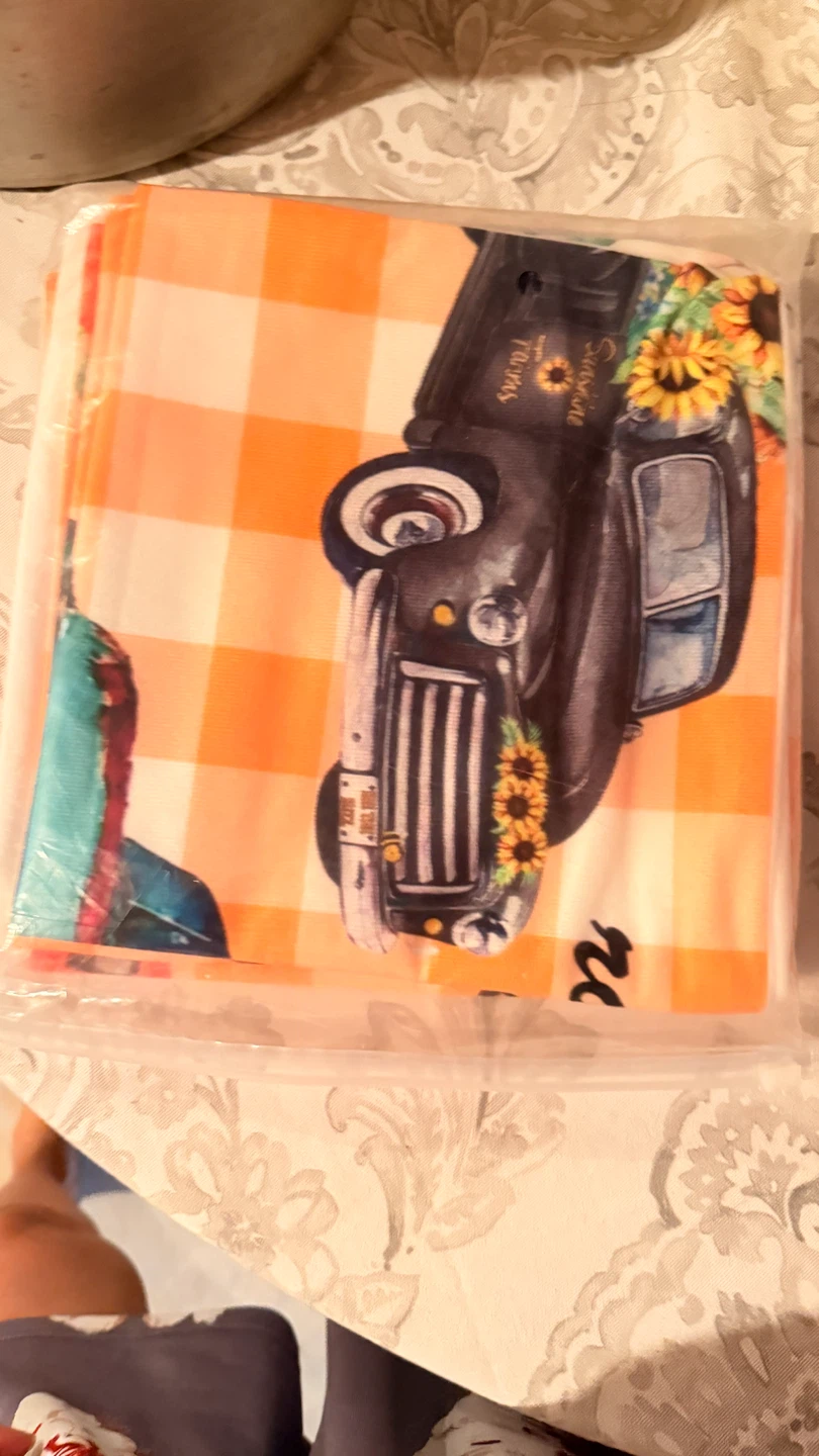 Fabric pillow covers  with Trucks and Sunflowers set of 4 - photo 4