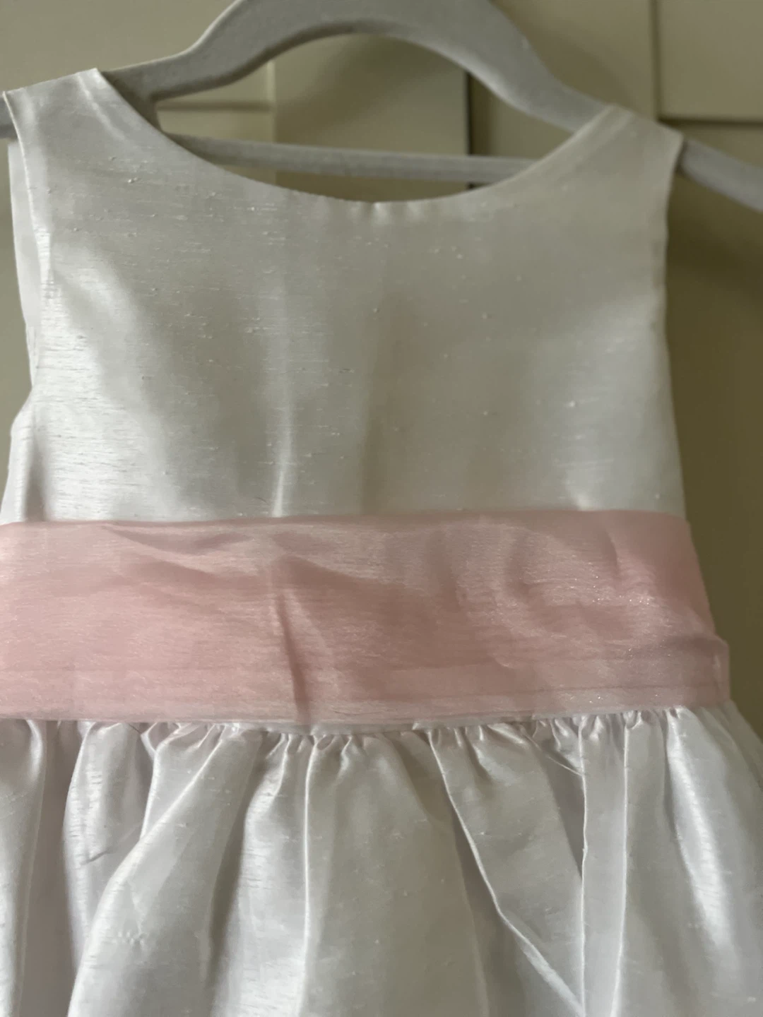 White Dress with Pink Bow and Flower Accent - photo 2