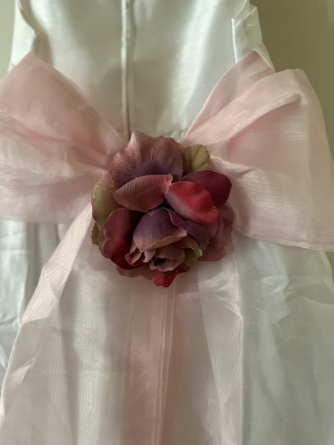 White Dress with Pink Bow and Flower Accent - photo 4