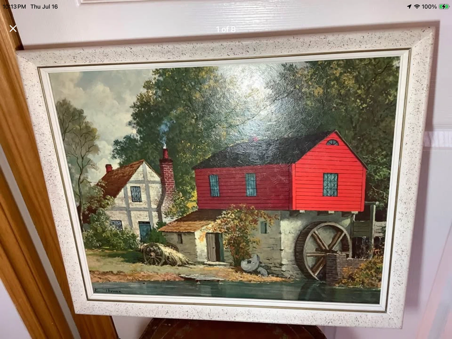 Vt Textured Print “The Red Watermill” by Artist E. Thomas” 🐞