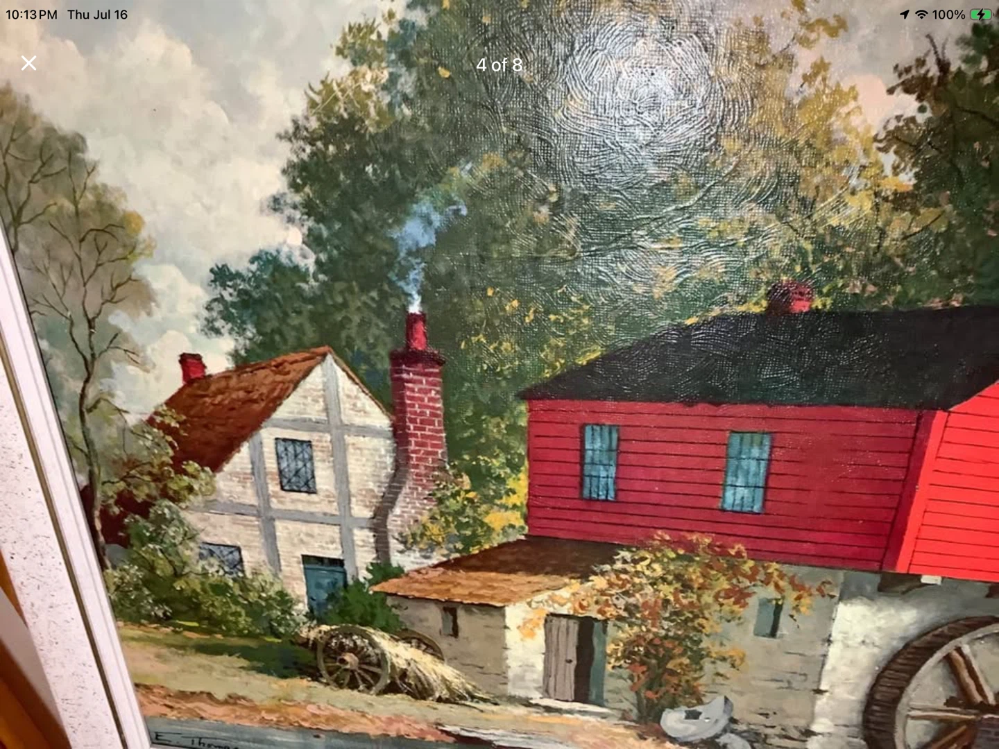Vt Textured Print “The Red Watermill” by Artist E. Thomas” 🐞 - photo 4