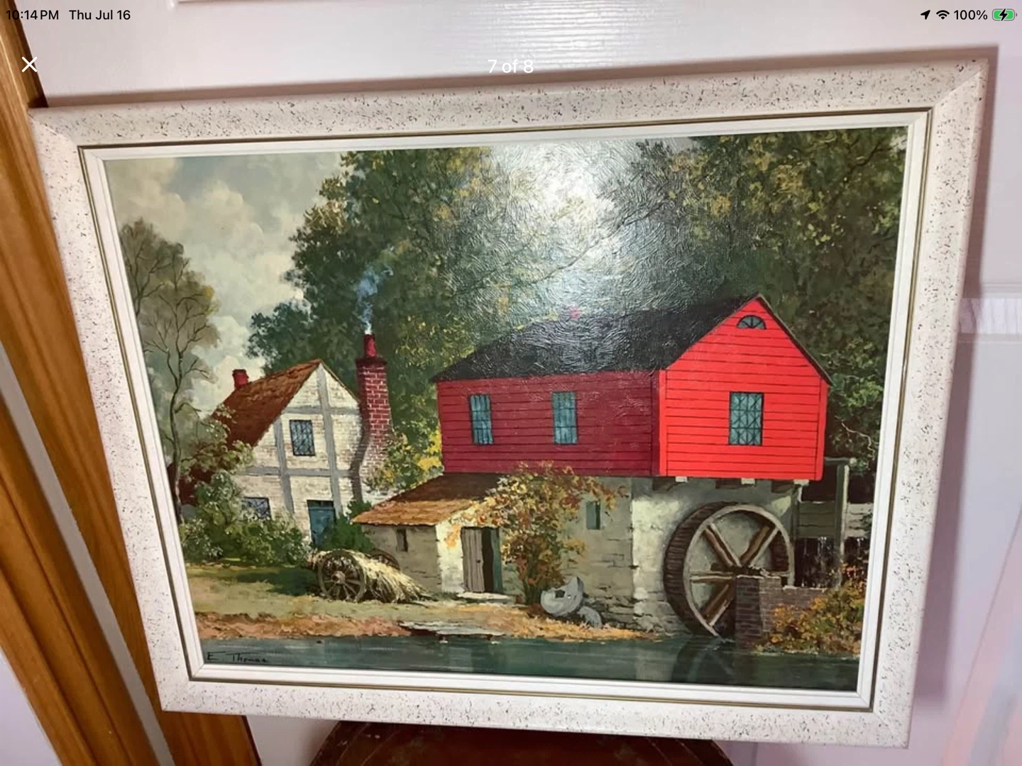 Vt Textured Print “The Red Watermill” by Artist E. Thomas” 🐞 - photo 5