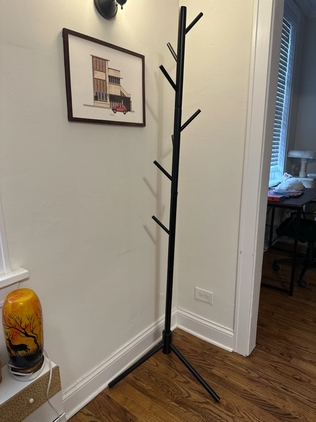 Black Metal Standing Coat Rack
