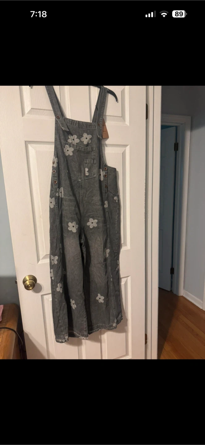 uticoco Flower Print Denim Overalls - Size S - photo 2