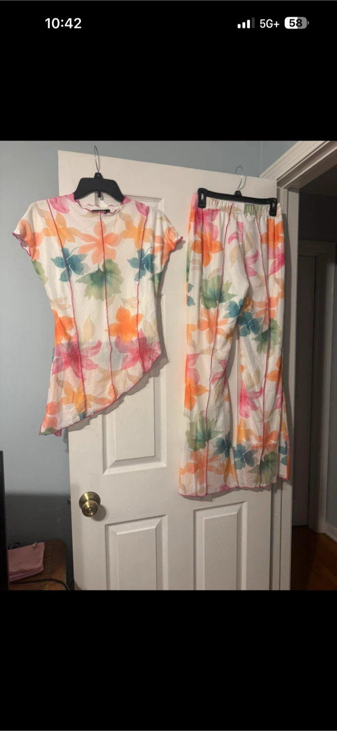 CHICME Floral Print Mesh Set - Size M