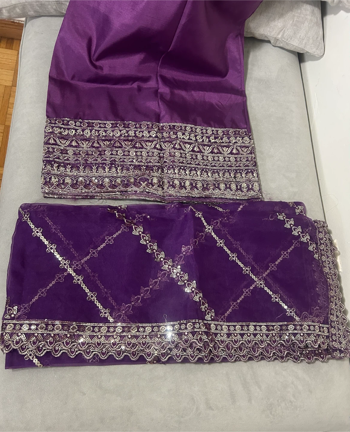 New Purple Sequined Kameez Salwar Dupatta Set - photo 4