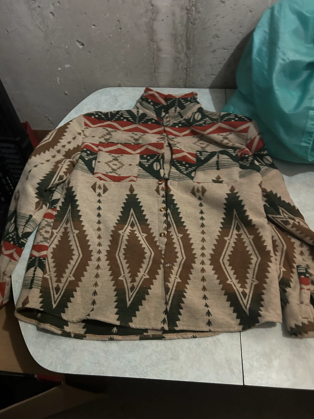 Aztec Print Button-Up Shirt