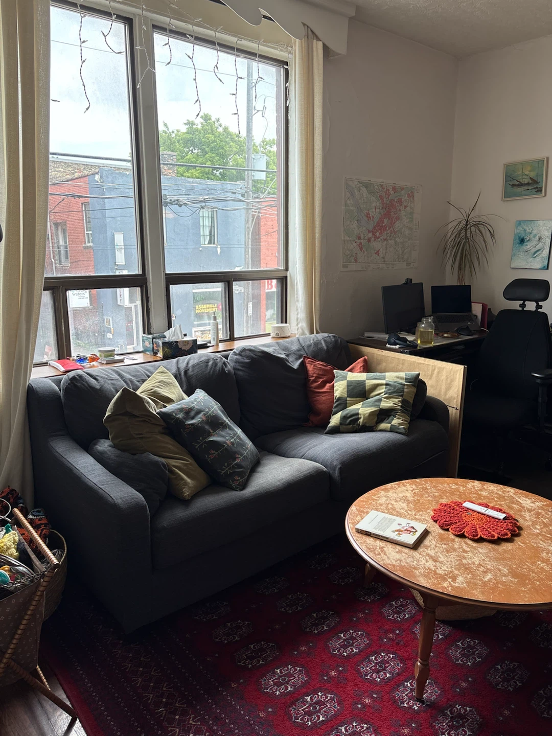 Free Dark Grey Sofa with Cushions