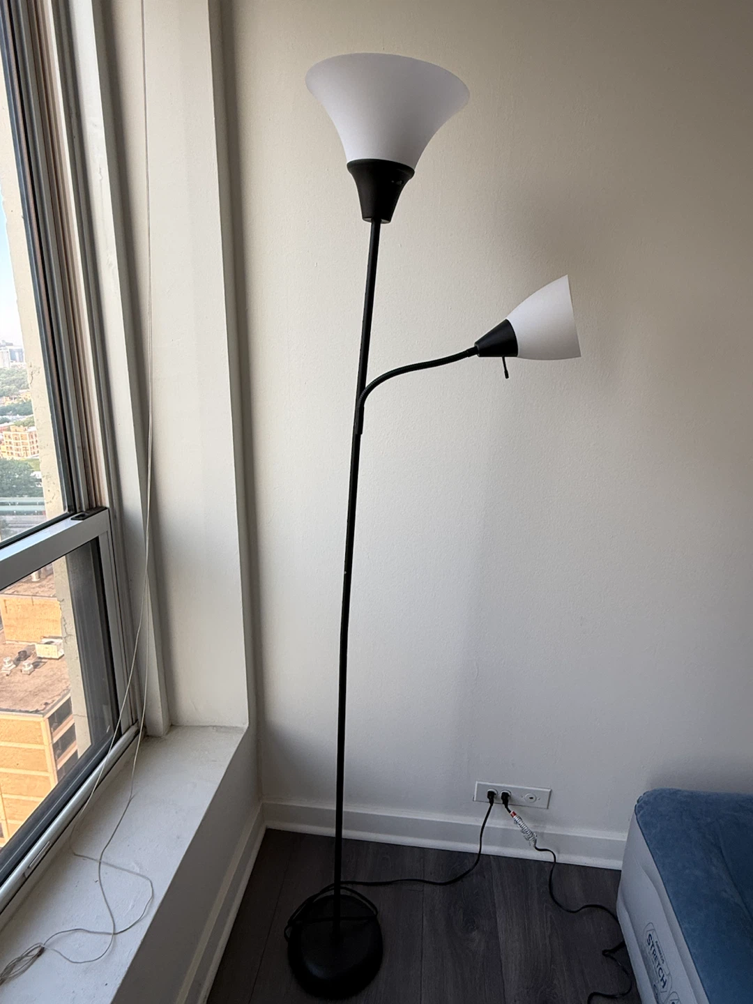 Black Floor Lamp with Two Lights