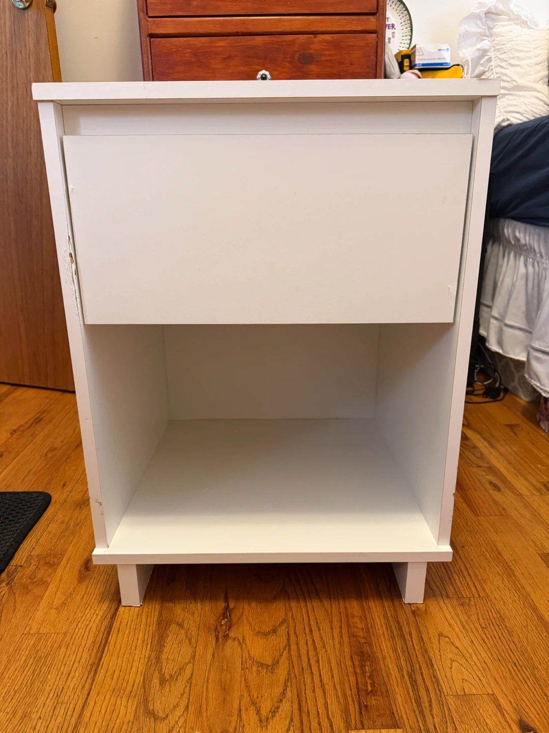 White Nightstand with Drawer