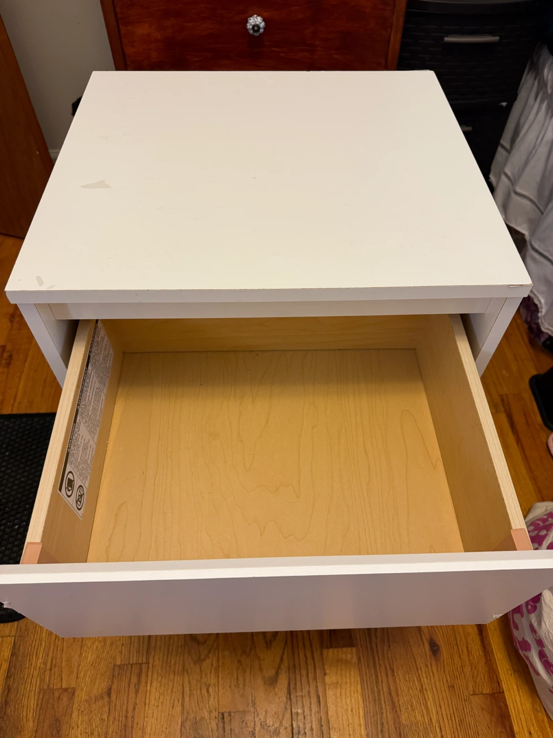 White Nightstand with Drawer - photo 2