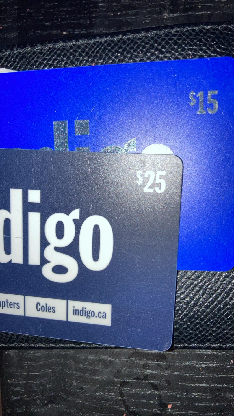 Indigo gift cards $40 total value