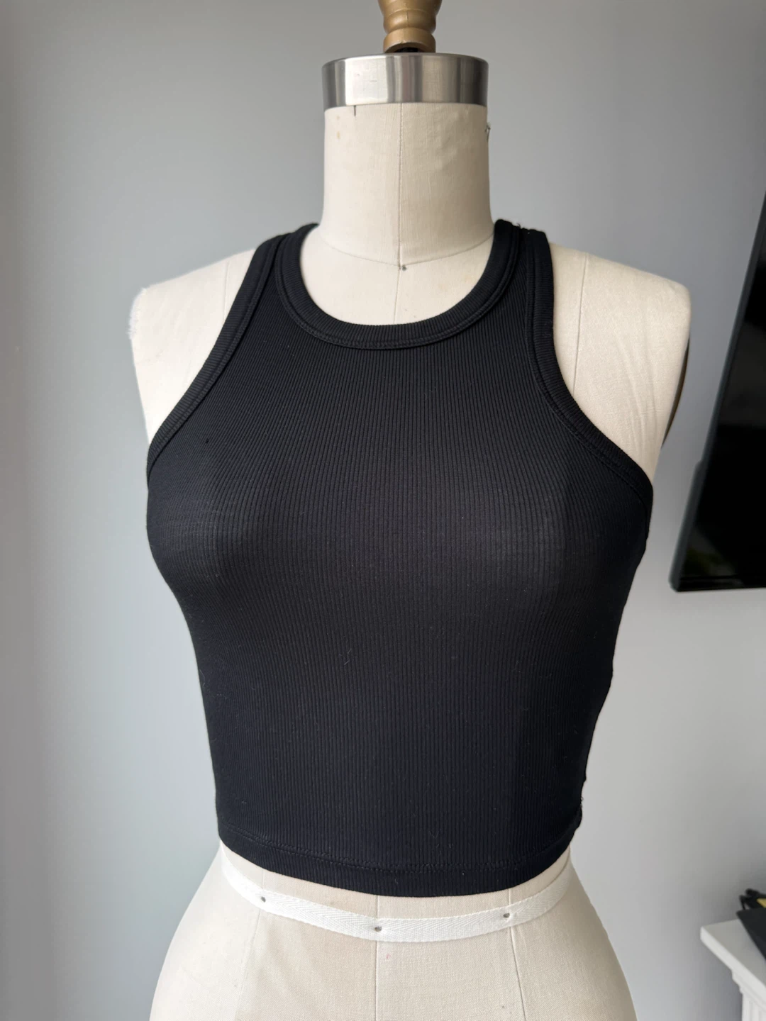 Sunday Best Black Ribbed Racerback Tank Top 2XS