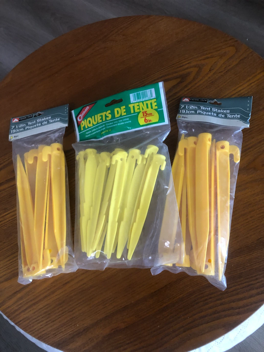 Tent Stakes 7 1/2 inch Yellow Plastic
