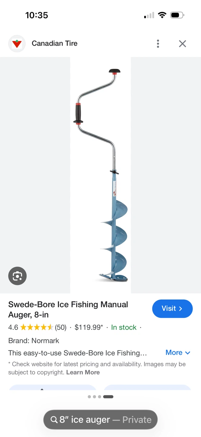 Swede-Bore Ice Fishing Manual Auger, 8-in