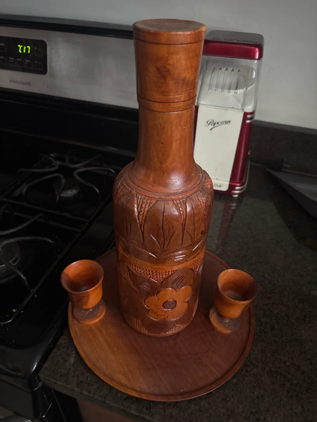 Wooden Decanter Set with Two Shot Glasses
