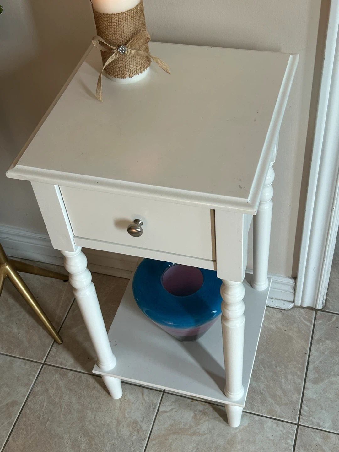White End Table with Drawer - photo 2