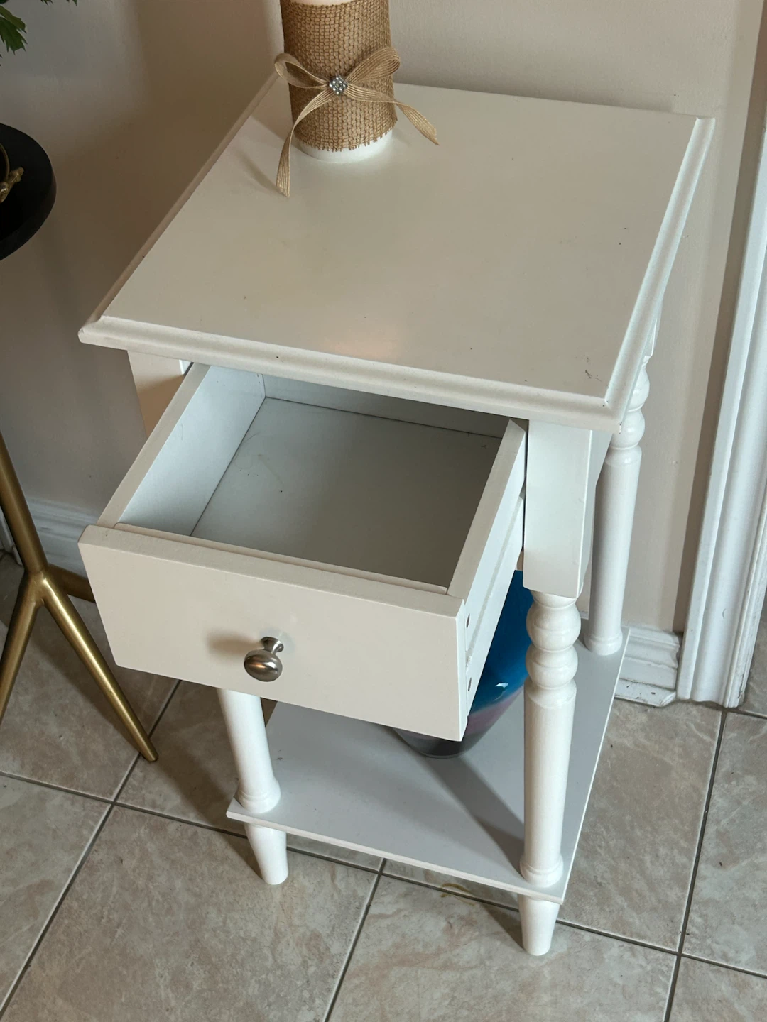 White End Table with Drawer - photo 3