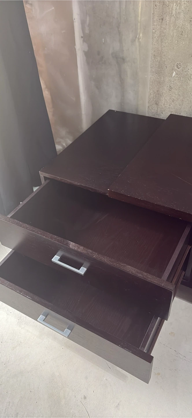 Dark Brown TV Stand with Glass Shelf - photo 3