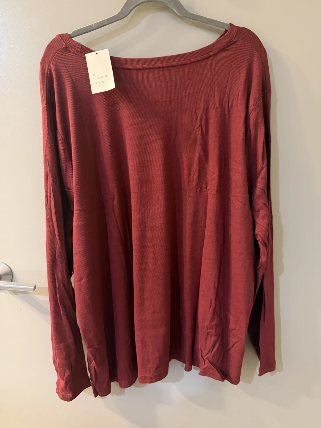 NWT Women’s A New Day ribbed Long Sleeve Top 4X Maroon - photo 2