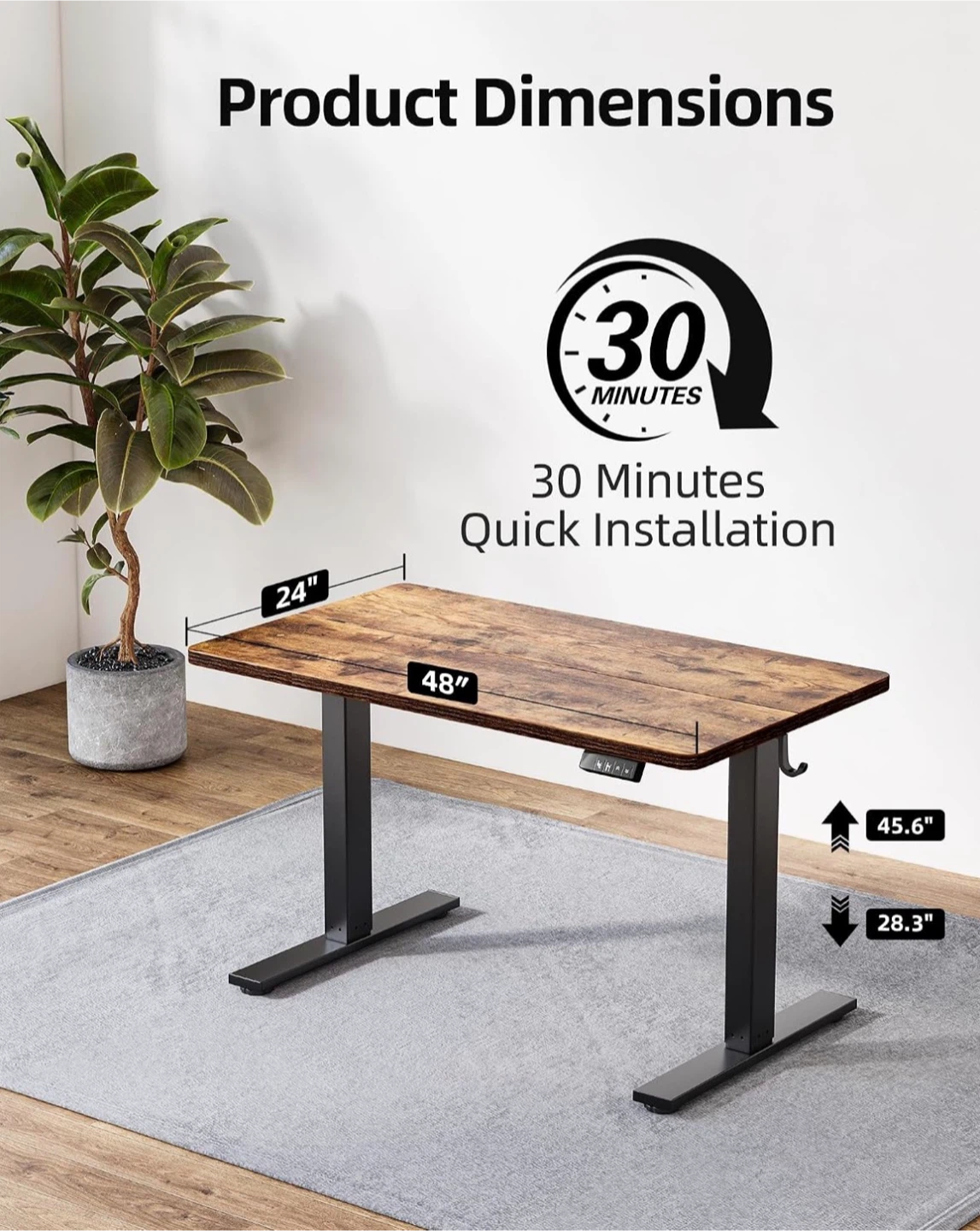 Adjustable Standing Desk with Rustic Wood Finish - photo 2