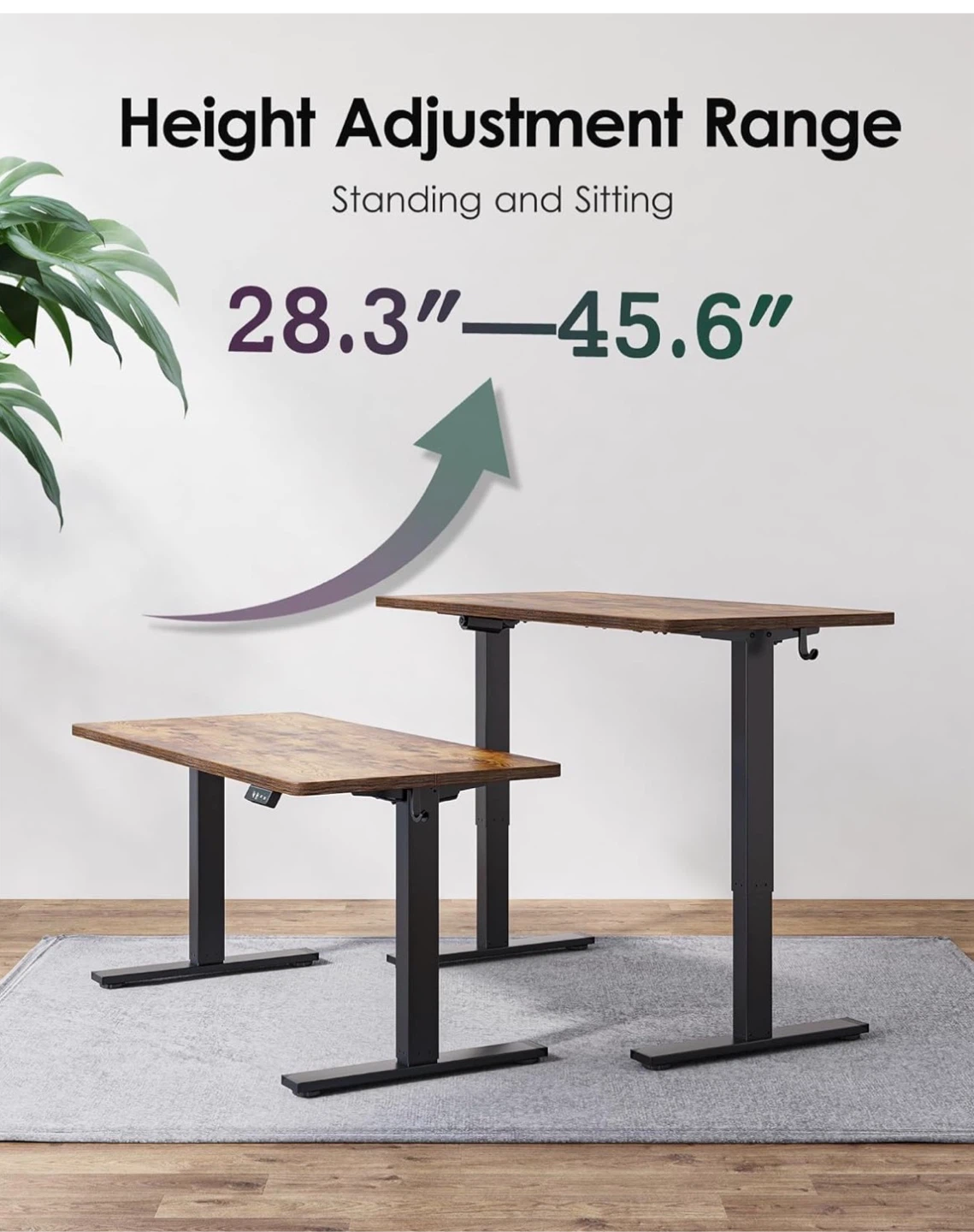 Adjustable Standing Desk with Rustic Wood Finish - photo 3
