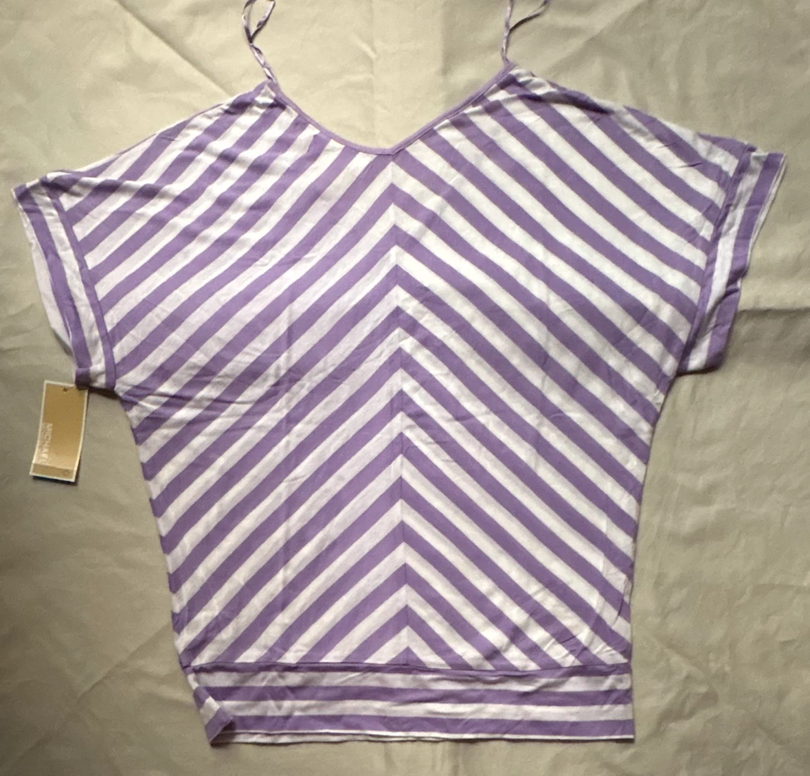 Michael Kors Purple & White Striped Top