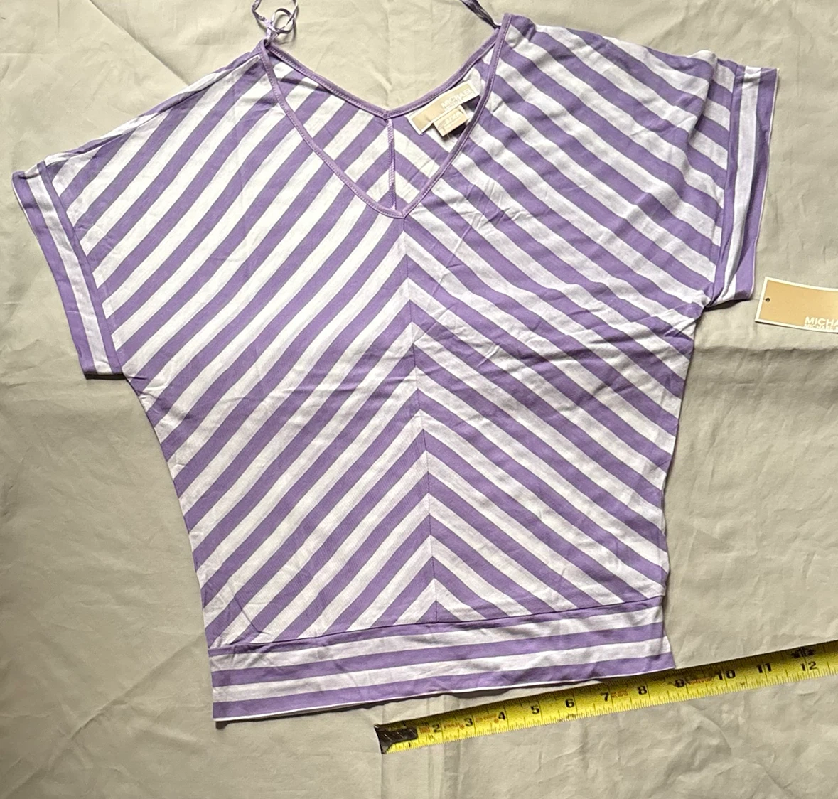 Michael Kors Purple & White Striped Top - photo 2