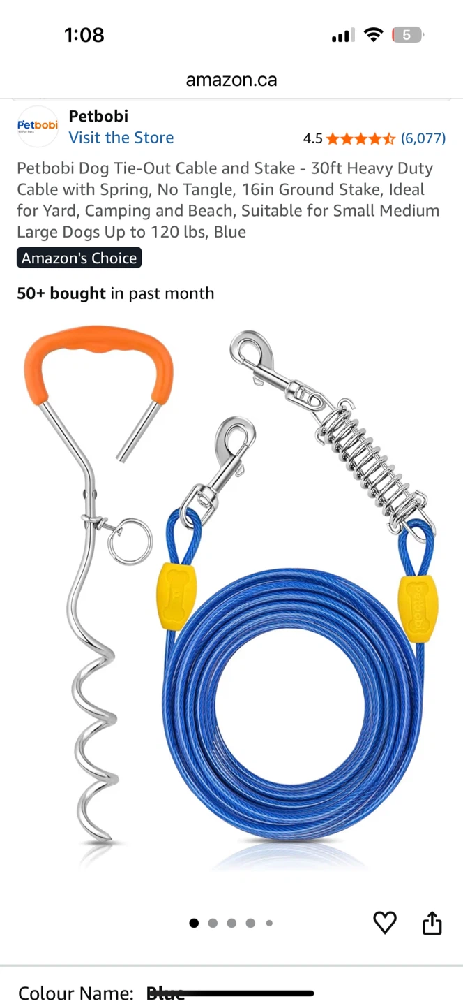 NEW Petbobi Dog Tie-Out Cable & Stake - 30ft - photo 4